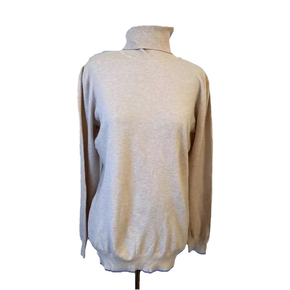 Mocotono Sweater Size Large Brown‎ turtleneck Long Sleeve Grannycore